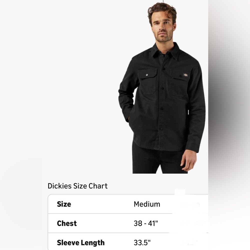 Dickies Black Duck Shirt Jacket Medium A879NBLK – Workwear Classic NWT - Picture 3 of 5
